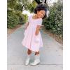 imageStelle Girls Dress Short Sleeve Toddler Skater Twirl A Line Solid Color Dress TShirt Dress for School Casual ValentinesA19pink With Pocket