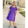 imageStelle Girls Dress Short Sleeve Toddler Skater Twirl A Line Solid Color Dress TShirt Dress for School Casual ValentinesA19purple With Pocket