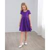 imageStelle Girls Dress Short Sleeve Toddler Skater Twirl A Line Solid Color Dress TShirt Dress for School Casual ValentinesA19purple With Pocket