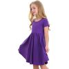 imageStelle Girls Dress Short Sleeve Toddler Skater Twirl A Line Solid Color Dress TShirt Dress for School Casual ValentinesA19purple With Pocket