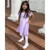 imageStelle Girls Dress Short Sleeve Toddler Skater Twirl A Line Solid Color Dress TShirt Dress for School Casual ValentinesCd001lavendercold Shoulder
