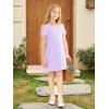 imageStelle Girls Dress Short Sleeve Toddler Skater Twirl A Line Solid Color Dress TShirt Dress for School Casual ValentinesCd001lavendercold Shoulder