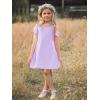 imageStelle Girls Dress Short Sleeve Toddler Skater Twirl A Line Solid Color Dress TShirt Dress for School Casual ValentinesCd001lavendercold Shoulder