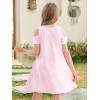 imageStelle Girls Dress Short Sleeve Toddler Skater Twirl A Line Solid Color Dress TShirt Dress for School Casual ValentinesCd001pinkcold Shoulder