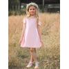 imageStelle Girls Dress Short Sleeve Toddler Skater Twirl A Line Solid Color Dress TShirt Dress for School Casual ValentinesCd001pinkcold Shoulder