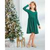 imageStelle Long Sleeve Girls Dress Toddler Fall Dresses Skater Twirl Cotton ALine Dress for School Casual HolidayGreen