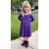imageStelle Long Sleeve Girls Dress Toddler Fall Dresses Skater Twirl Cotton ALine Dress for School Casual HolidayPurple