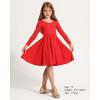 imageStelle Long Sleeve Girls Dress Toddler Fall Dresses Skater Twirl Cotton ALine Dress for School Casual HolidayRed