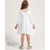 imageStelle Long Sleeve Girls Dress Toddler Fall Dresses Skater Twirl Cotton ALine Dress for School Casual HolidayWhite