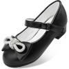 imageStelle Girls Dress Shoes Flower Girls Wedding Party Low Heels with Bow for Toddler and KidsBlack