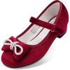 imageStelle Girls Dress Shoes Flower Girls Wedding Party Low Heels with Bow for Toddler and KidsBurgundyvelvet