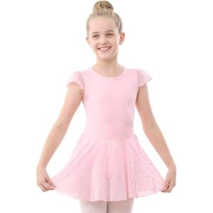 imageStelle Ballet Leotards for Girls Dance Leotard with Skirt Toddler Pink Ballet Outfit Ruffle Sleeve Kids Dance Dress1ballet Pinkshiny Skirt