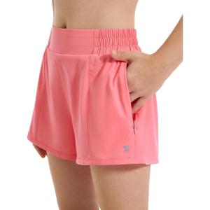 imageStelle Girls Athletic Shorts with Liner Zipper Pockets Elastic Waist Running Shorts Sports Active Shorts for Teen KidsAcoral