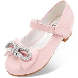 imageStelle Girls Dress Shoes Flower Girls Wedding Party Low Heels with Bow for Toddler and KidsPink