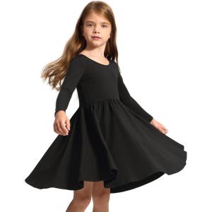 imageStelle Long Sleeve Girls Dress Toddler Fall Dresses Skater Twirl Cotton ALine Dress for School Casual HolidayBlack