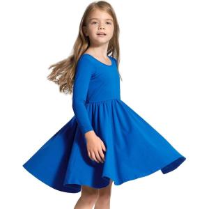 imageStelle Long Sleeve Girls Dress Toddler Fall Dresses Skater Twirl Cotton ALine Dress for School Casual HolidayBlue