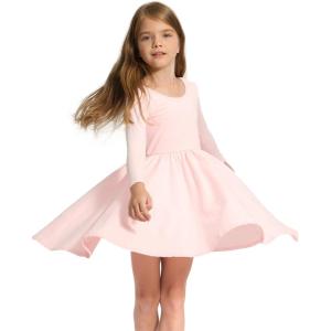 imageStelle Long Sleeve Girls Dress Toddler Fall Dresses Skater Twirl Cotton ALine Dress for School Casual HolidayPink