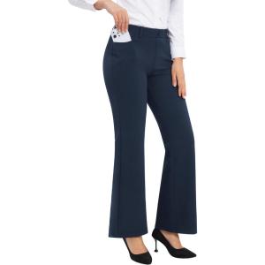 imageStelle Womens 30quot Bootcut Dress Pants Work Slacks with Pockets Stretchy High Waisted Business OfficeNavy