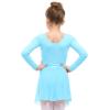 imageStelle Ballet Leotards for Girls Long Sleeve Dance Dress Outfit Combo with Skirt and Tights ToddlerLittle KidBig Kid2pool Blue Long Sleeve