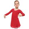 imageStelle Ballet Leotards for Girls Long Sleeve Dance Dress Outfit Combo with Skirt and Tights ToddlerLittle KidBig Kid2red Long Sleeve