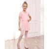 imageStelle Ballet Leotards for Girls Long Sleeve Dance Dress Outfit Combo with Skirt and Tights ToddlerLittle KidBig Kid3ballet Pink Bow Back