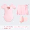 imageStelle Ballet Leotards for Girls Long Sleeve Dance Dress Outfit Combo with Skirt and Tights ToddlerLittle KidBig Kid3ballet Pink Bow Back