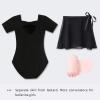 imageStelle Ballet Leotards for Girls Long Sleeve Dance Dress Outfit Combo with Skirt and Tights ToddlerLittle KidBig Kid3black Bow Back