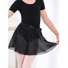 imageStelle Ballet Leotards for Girls Long Sleeve Dance Dress Outfit Combo with Skirt and Tights ToddlerLittle KidBig Kid5black Shiny Skirt