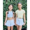 imageStelle Girls Flowy Shorts with Pockets Athletic Running Skirt High Waist Butterfly 2 in 1 Sports Short 516 YearsBlackwhitecotton Candy
