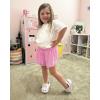 imageStelle Girls Flowy Shorts with Pockets Athletic Running Skirt High Waist Butterfly 2 in 1 Sports Short 516 YearsCotton Candy