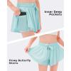 imageStelle Girls Flowy Shorts with Pockets Athletic Running Skirt High Waist Butterfly 2 in 1 Sports Short 516 YearsLight Blue