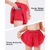 imageStelle Girls Flowy Shorts with Pockets Athletic Running Skirt High Waist Butterfly 2 in 1 Sports Short 516 YearsRaspberry