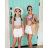 imageStelle Girls Flowy Shorts with Pockets Athletic Running Skirt High Waist Butterfly 2 in 1 Sports Short 516 YearsWhite