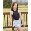 imageStelle Girls Flowy Shorts with Pockets Athletic Running Skirt High Waist Butterfly 2 in 1 Sports Short 516 YearsWhite