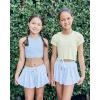 imageStelle Girls Flowy Shorts with Pockets Athletic Running Skirt High Waist Butterfly 2 in 1 Sports Short 516 YearsWhitepinkblack