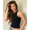 imageStelle Ribbed Tank Tops for Women High Neck Sleeveless Cami Stretch Slim Top Casual Workout Basic TshirtBlack