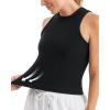 imageStelle Ribbed Tank Tops for Women High Neck Sleeveless Cami Stretch Slim Top Casual Workout Basic TshirtBlack