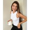 imageStelle Ribbed Tank Tops for Women High Neck Sleeveless Cami Stretch Slim Top Casual Workout Basic TshirtWhite