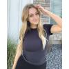 imageStelle Ribbed Tops for Women Short Sleeve Tshirt Slim Fit Basic Tee Casual BlouseCharcoal