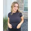 imageStelle Ribbed Tops for Women Short Sleeve Tshirt Slim Fit Basic Tee Casual BlouseCharcoal