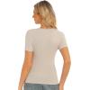 imageStelle Ribbed Tops for Women Short Sleeve Tshirt Slim Fit Basic Tee Casual BlouseDesert Beige