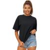 imageStelle Women Cotton TShirts Oversized Crewneck Short Sleeve Summer Casual Tops Unisex AdultBlack
