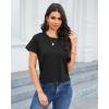 imageStelle Womens Cotton TShirts Crewneck Short Sleeve Basic Tees Summer Casual Solid Crop TopsBlack