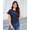 imageStelle Womens Cotton TShirts Crewneck Short Sleeve Basic Tees Summer Casual Solid Crop TopsNavy