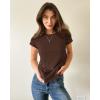 imageStelle Womens Crewneck Short Sleeve T Shirts Summer Casual Basic Tops TeesCocoa