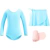imageStelle Ballet Leotards for Girls Long Sleeve Dance Dress Outfit Combo with Skirt and Tights ToddlerLittle KidBig Kid2pool Blue Long Sleeve