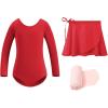 imageStelle Ballet Leotards for Girls Long Sleeve Dance Dress Outfit Combo with Skirt and Tights ToddlerLittle KidBig Kid2red Long Sleeve