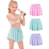 imageStelle Girls Flowy Shorts with Pockets Athletic Running Skirt High Waist Butterfly 2 in 1 Sports Short 516 YearsLight Bluecotton Candylavender