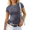 imageStelle Ribbed Tops for Women Short Sleeve Tshirt Slim Fit Basic Tee Casual BlouseCharcoal