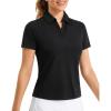 imageStelle Womens Polo Golf Shirts V Neck Short Sleeve Collared Tennis Shirts Casual Tank TopsBlack